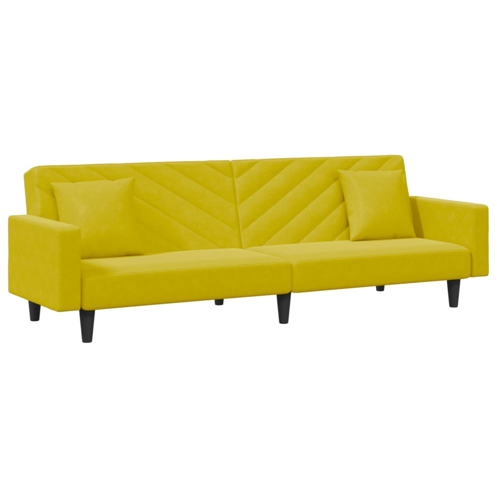 2 pcs conjunto de sofás com almofadas veludo amarelo