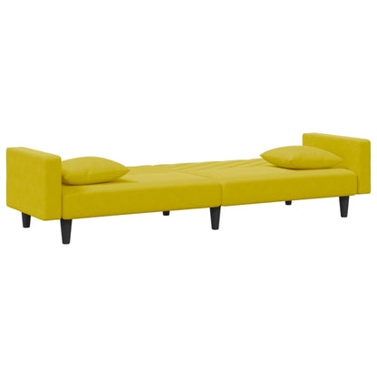 2 pcs conjunto de sofás com almofadas veludo amarelo