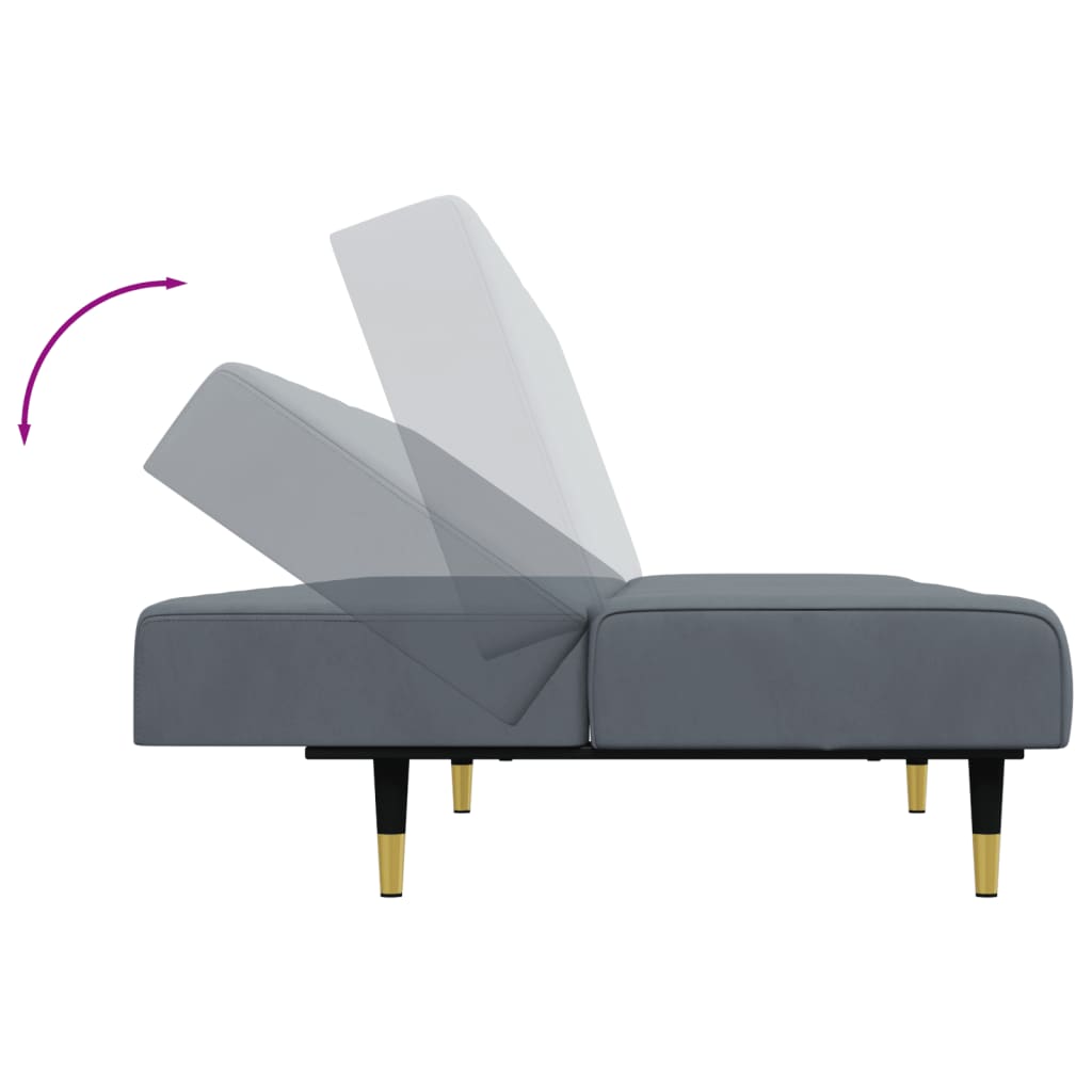 2 pcs conjunto de sofás veludo cinzento-escuro