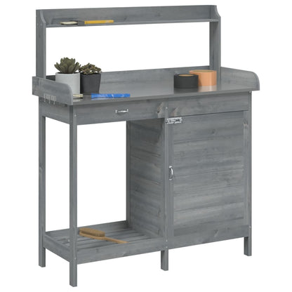 Mesa de cultivo c/ armário 110,5x45x124,5 cm abeto maciço cinza