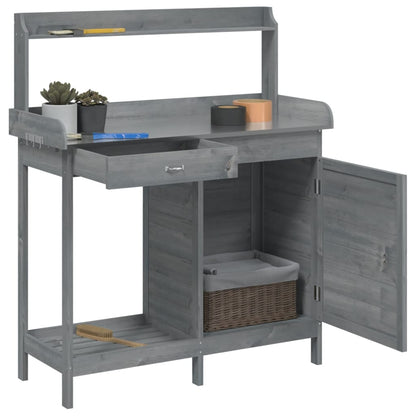 Mesa de cultivo c/ armário 110,5x45x124,5 cm abeto maciço cinza