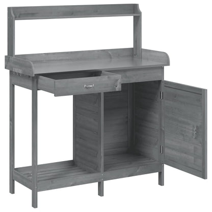 Mesa de cultivo c/ armário 110,5x45x124,5 cm abeto maciço cinza