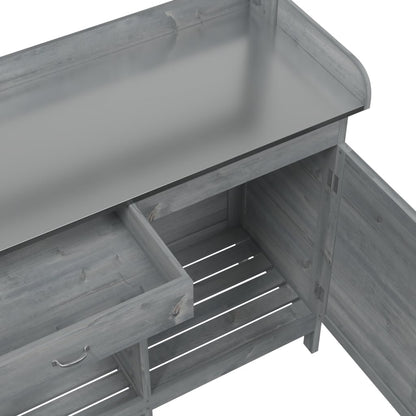 Mesa de cultivo c/ armário 110,5x45x124,5 cm abeto maciço cinza