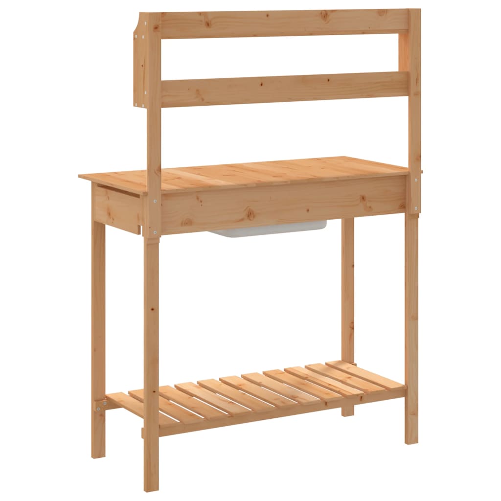 Mesa de cultivo com pia 147,5x44x139,5 cm abeto maciço castanho