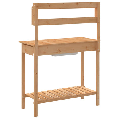 Mesa de cultivo com pia 147,5x44x139,5 cm abeto maciço castanho