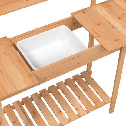 Mesa de cultivo com pia 147,5x44x139,5 cm abeto maciço castanho