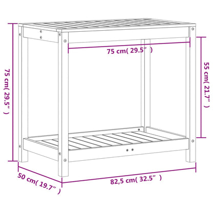 Mesa de jardinagem c/ prateleira 82,5x50x75 cm pinho maciço