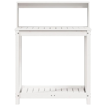 Mesa de jardinagem com prateleiras madeira pinho maciça branco