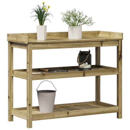 Mesa jardinagem c/ prateleiras 108x45x86,5 cm pinho impregnado