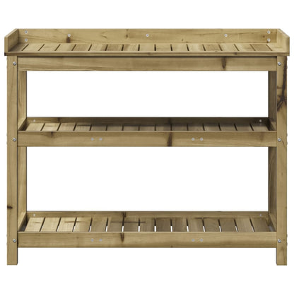 Mesa jardinagem c/ prateleiras 108x45x86,5 cm pinho impregnado