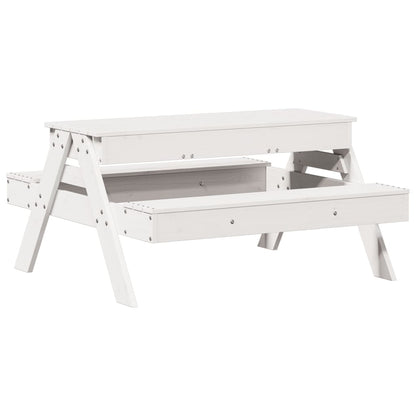 Mesa piquenique c/ caixa de areia infantil pinho maciço branco