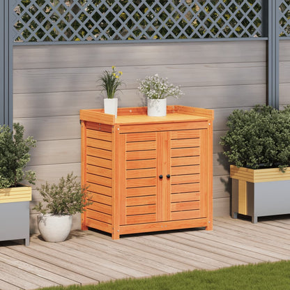 Mesa de jardinagem c/ prateleiras madeira pinho maciça castanho