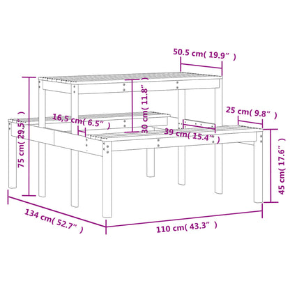 Mesa de piquenique 110x134x75 cm pinho maciço castanho-mel