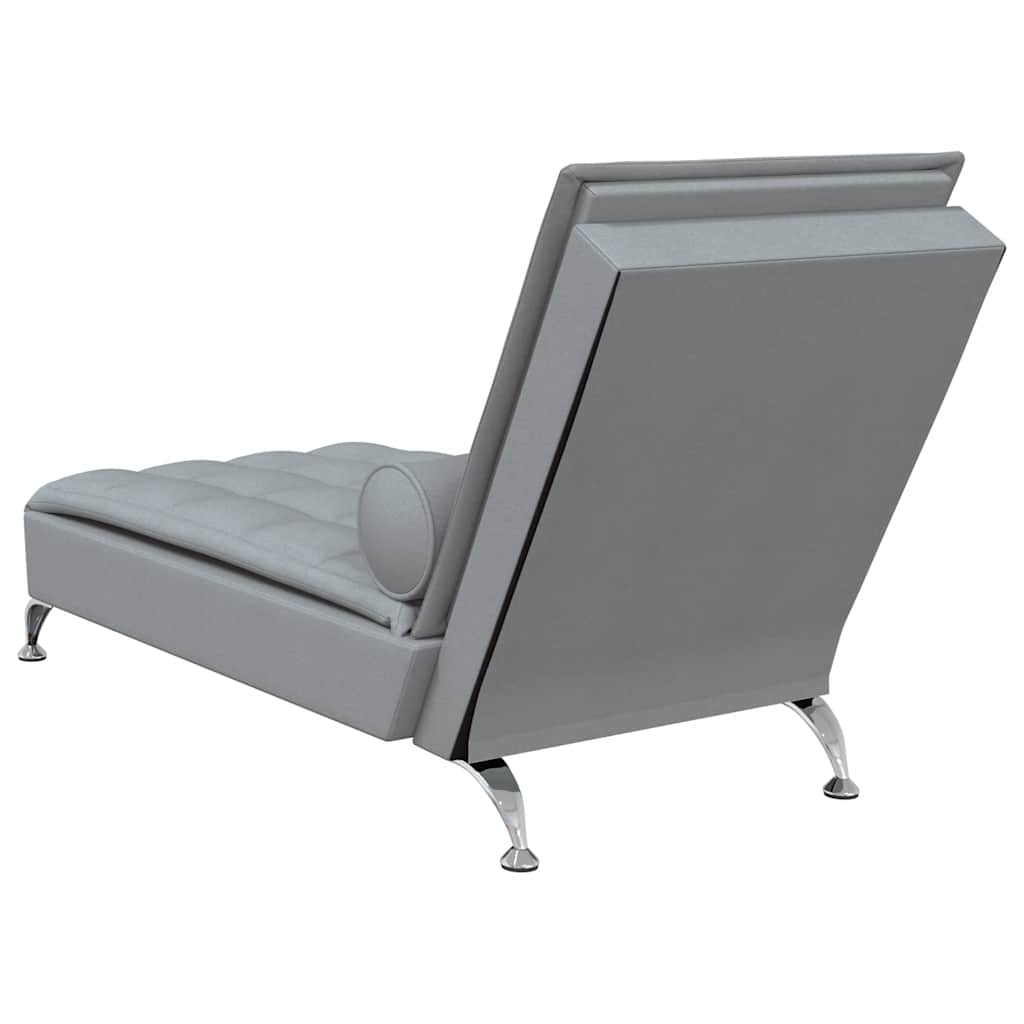 Chaise lounge de massagem com rolo tecido cinzento-claro