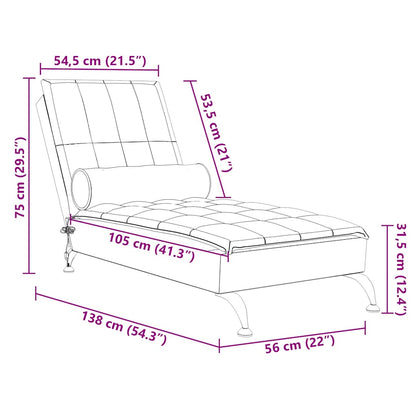 Chaise lounge de massagem com rolo tecido preto