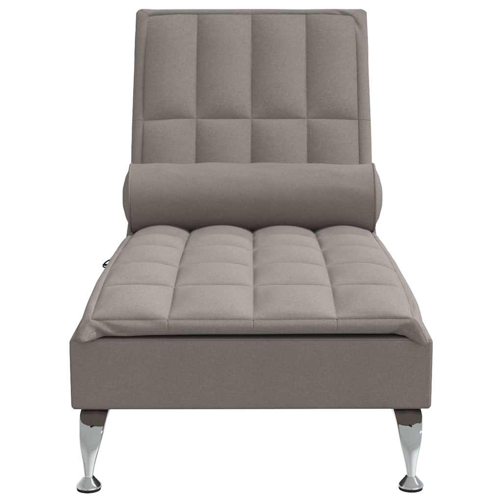 Chaise lounge de massagem com rolo tecido cinza-acastanhado