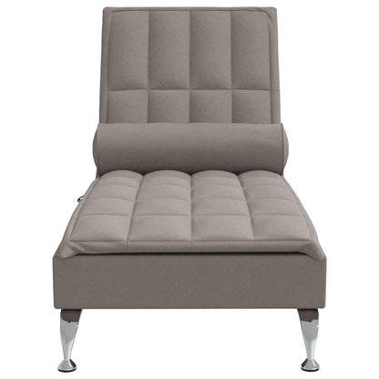Chaise lounge de massagem com rolo tecido cinza-acastanhado