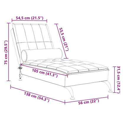 Chaise lounge de massagem com rolo tecido cinza-acastanhado