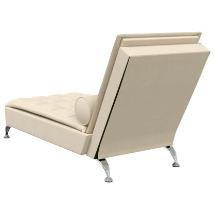 Chaise lounge de massagem com rolo tecido creme