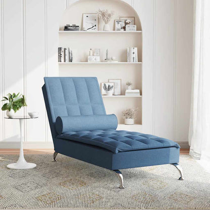 Chaise lounge de massagem com rolo tecido azul