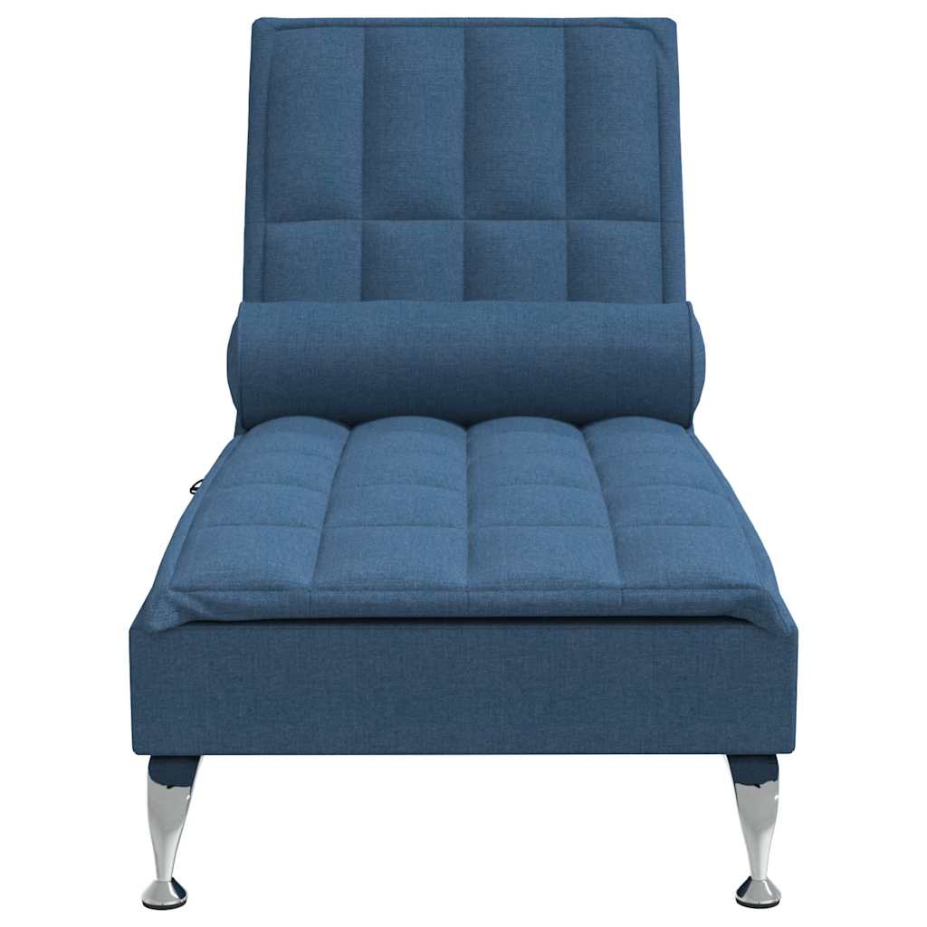 Chaise lounge de massagem com rolo tecido azul