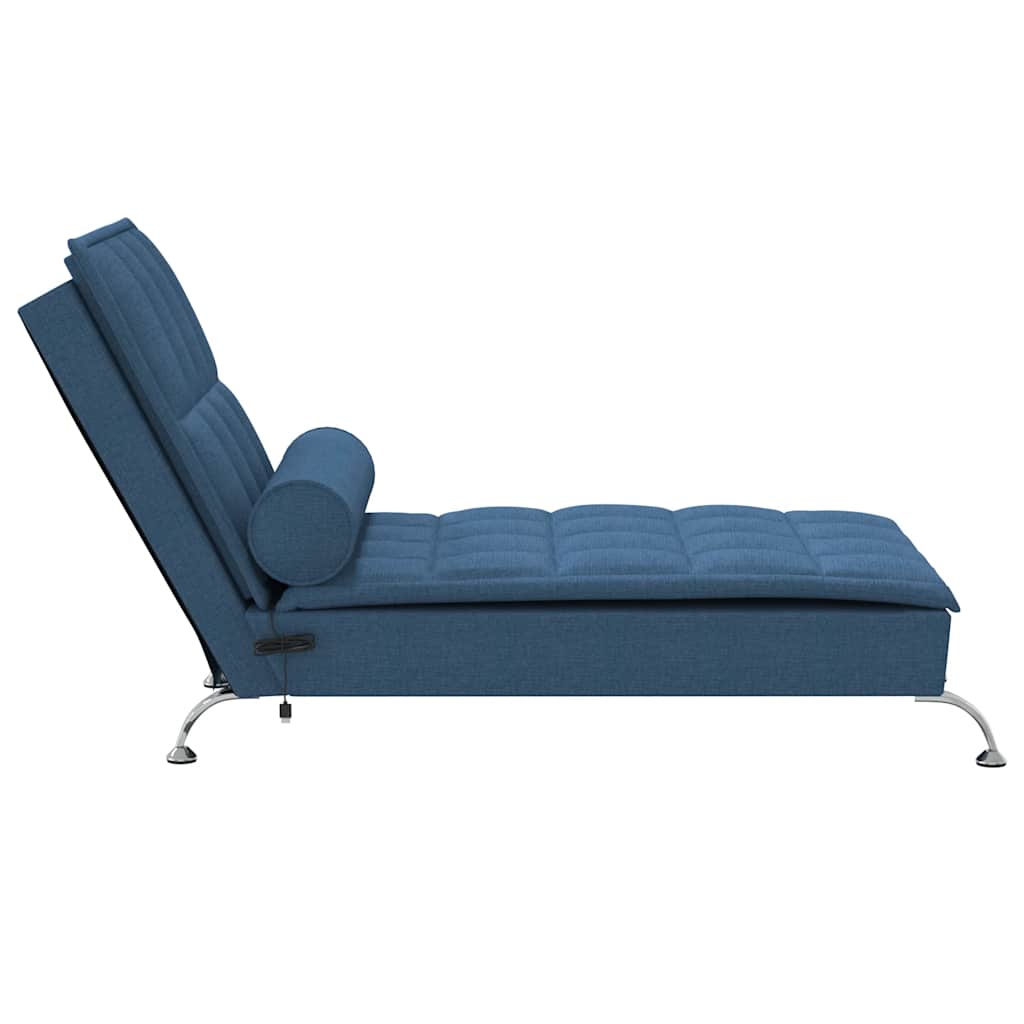 Chaise lounge de massagem com rolo tecido azul