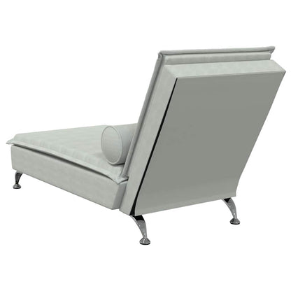 Chaise lounge de massagem com rolo veludo cinzento-claro