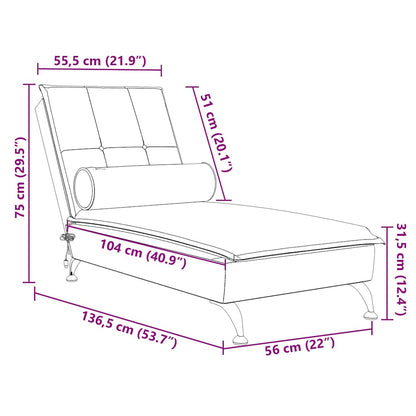 Chaise lounge de massagem com rolo veludo rosa
