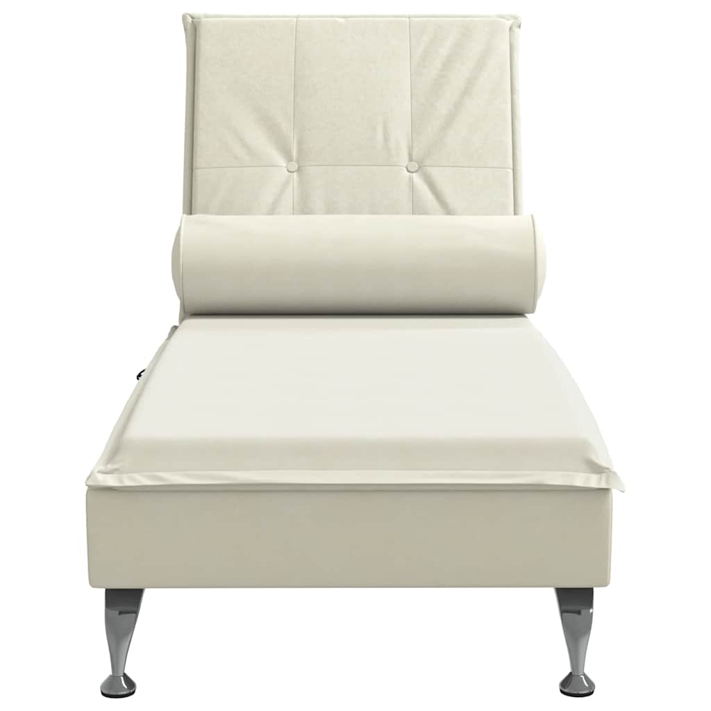 Chaise lounge de massagem com rolo veludo creme