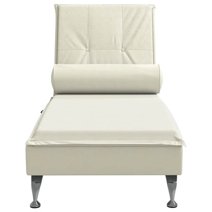 Chaise lounge de massagem com rolo veludo creme