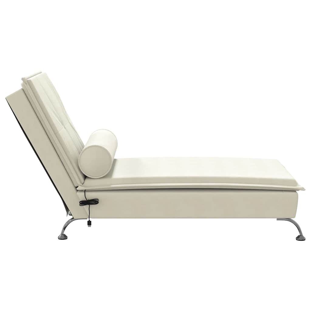 Chaise lounge de massagem com rolo veludo creme