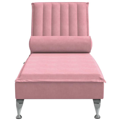 Chaise lounge de massagem com rolo veludo rosa