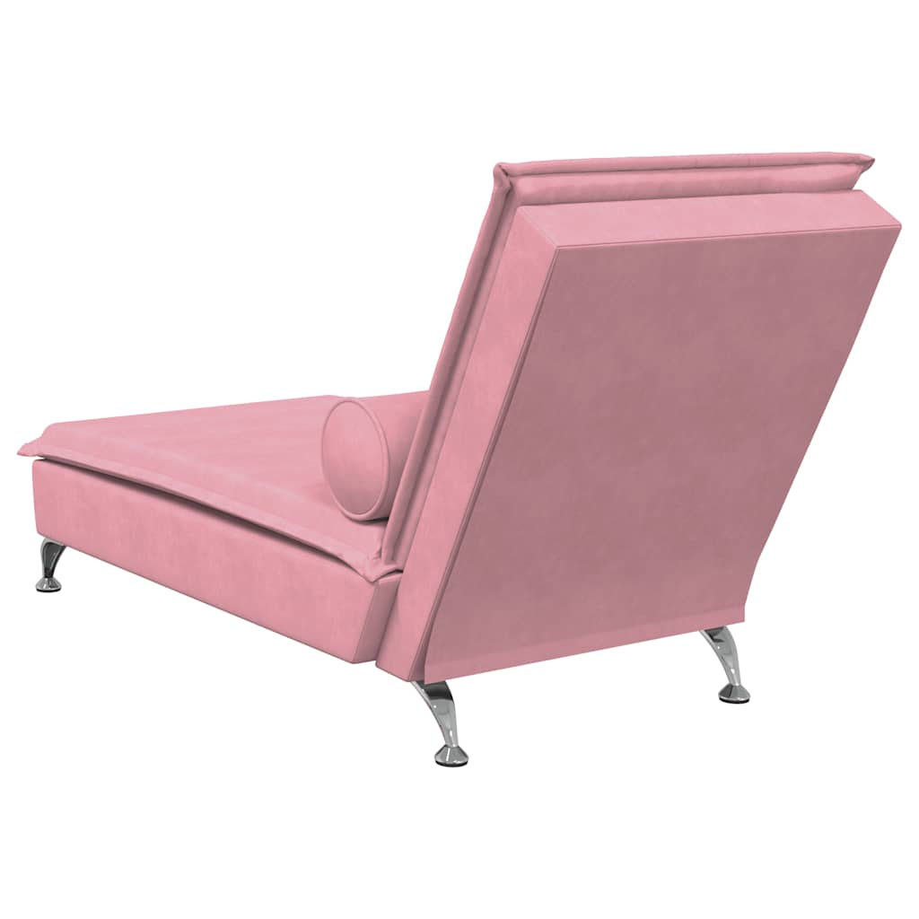 Chaise lounge de massagem com rolo veludo rosa