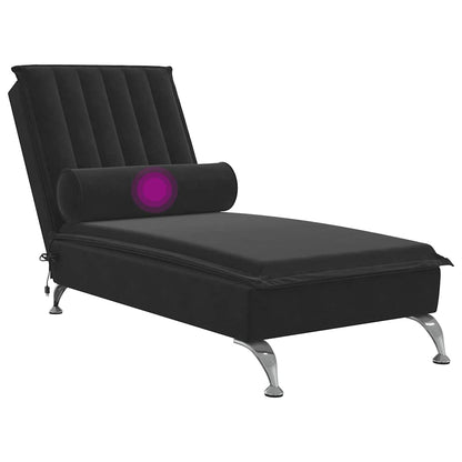Chaise lounge de massagem com rolo veludo preto