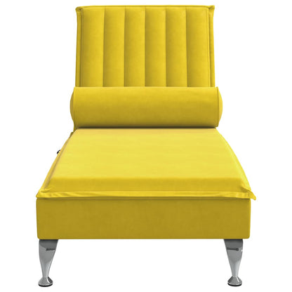 Chaise lounge de massagem com rolo veludo amarelo
