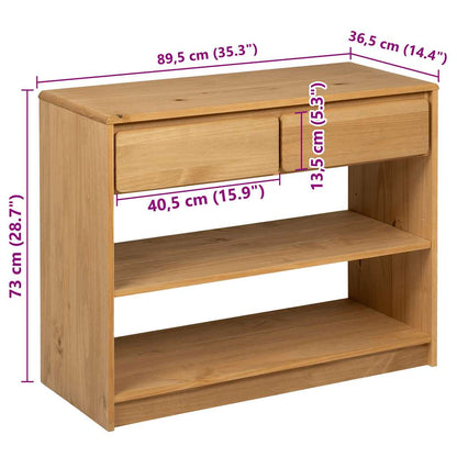 Mesa consola SAUDA 89,5x36,5x73 cm pinho maciço cor carvalho