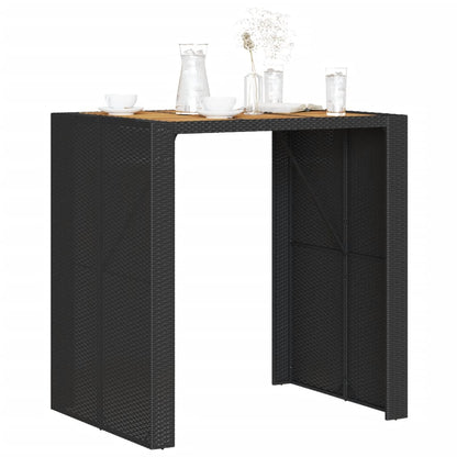 Mesa de bar para jardim com tampo em acácia vime PE preto