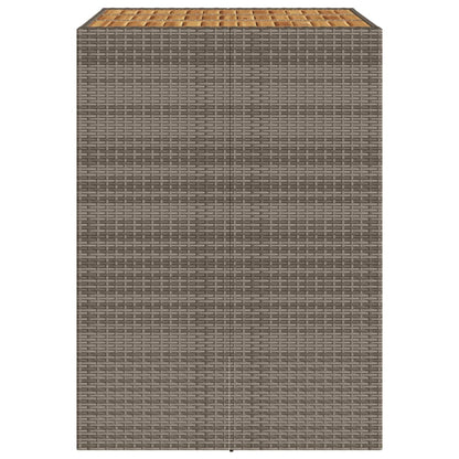 Mesa de bar para jardim com tampo em acácia vime PE cinza