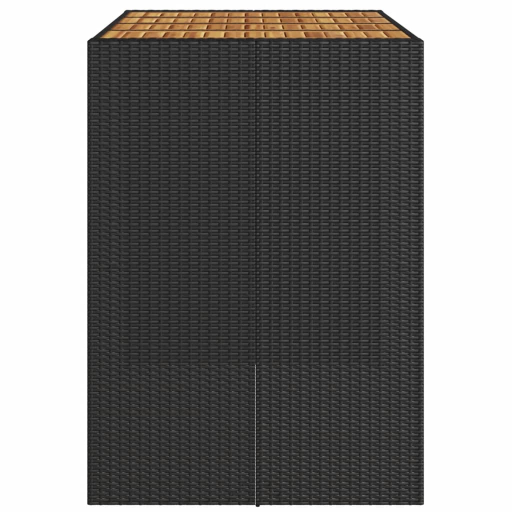 Mesa de bar para jardim com tampo em acácia vime PE preto