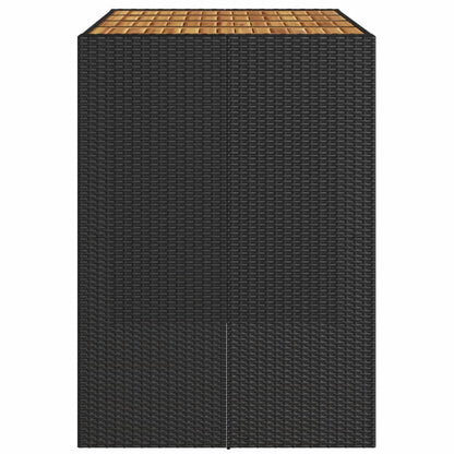 Mesa de bar para jardim com tampo em acácia vime PE preto