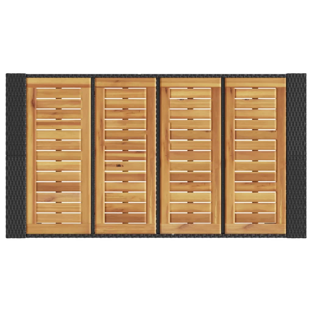 Mesa de bar para jardim com tampo em acácia vime PE preto