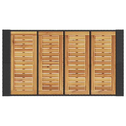 Mesa de bar para jardim com tampo em acácia vime PE preto