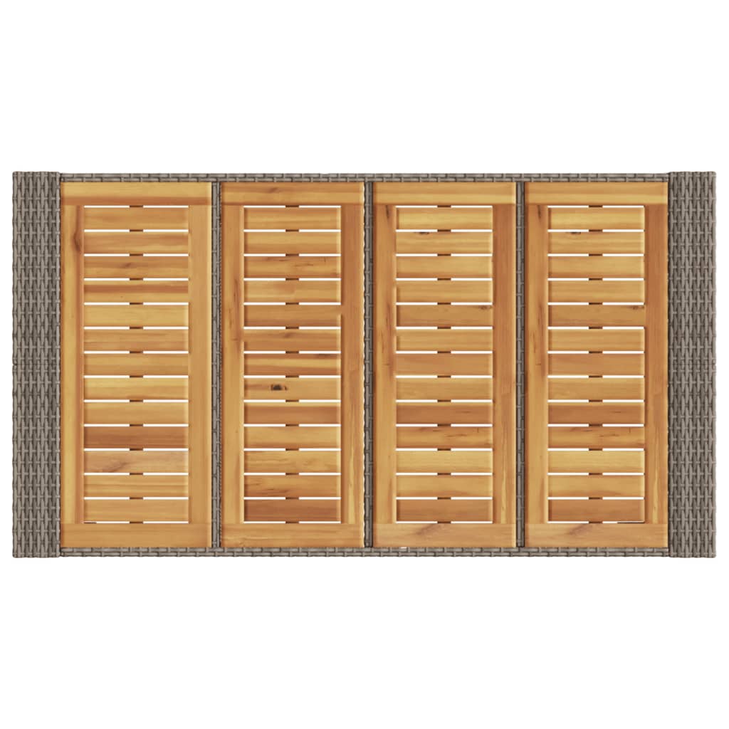 Mesa de bar para jardim com tampo em acácia vime PE cinza