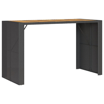 Mesa de bar para jardim com tampo em acácia vime PE preto