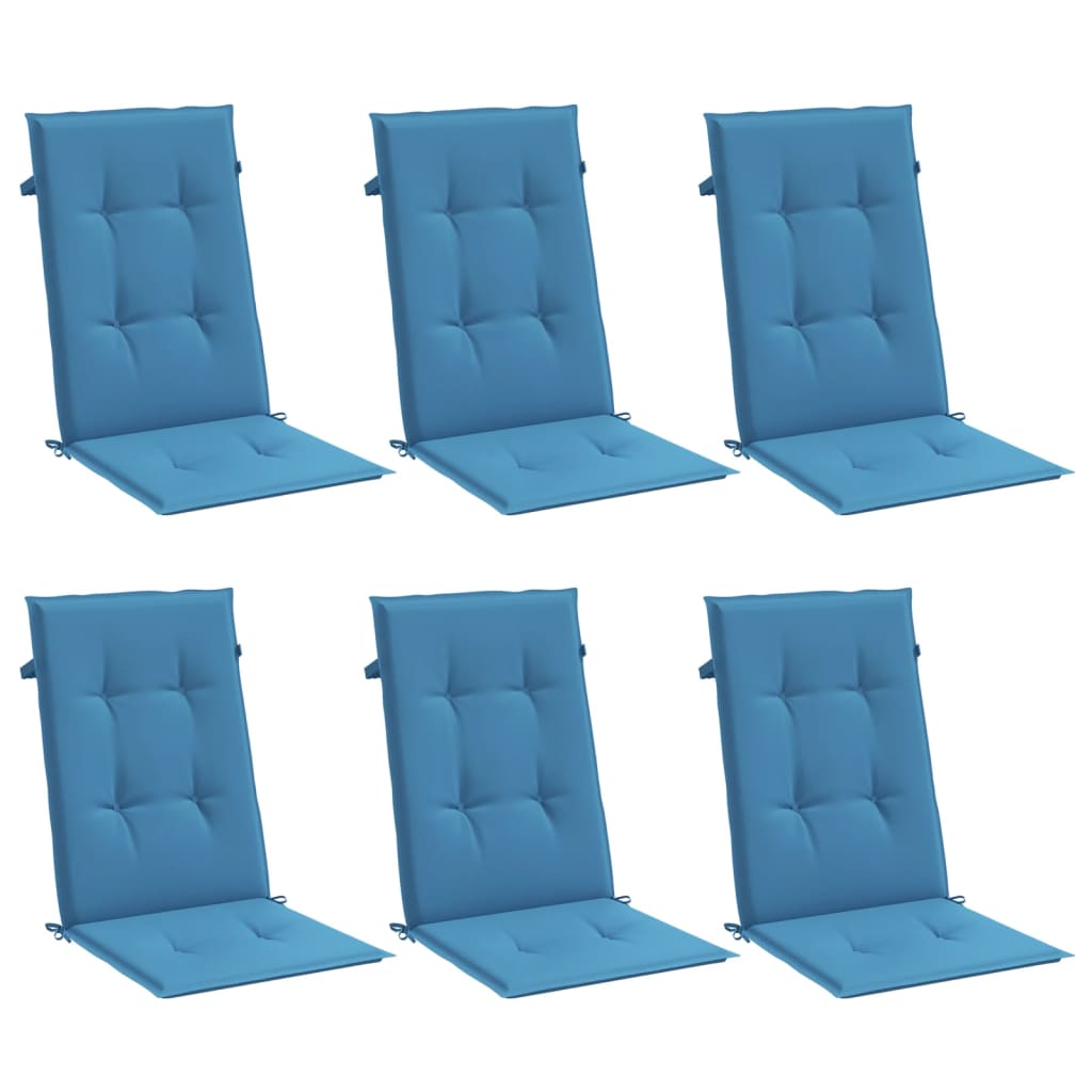 Almofadões para cadeiras altas 6 pcs mesclado tecido azul