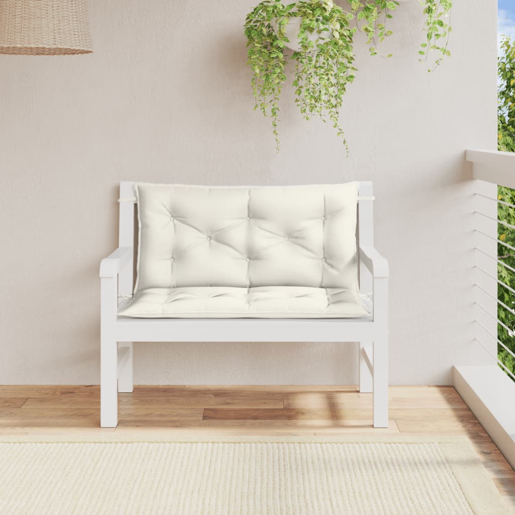 Almofadões banco jardim 2pcs 100x50x7cm mesclado tecido creme