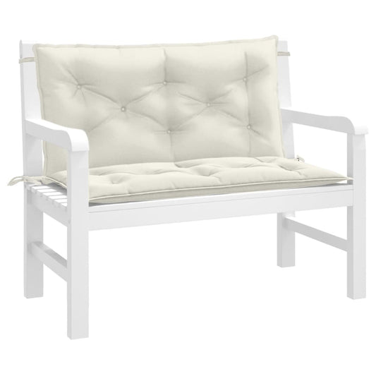 Almofadões banco jardim 2pcs 100x50x7cm mesclado tecido creme