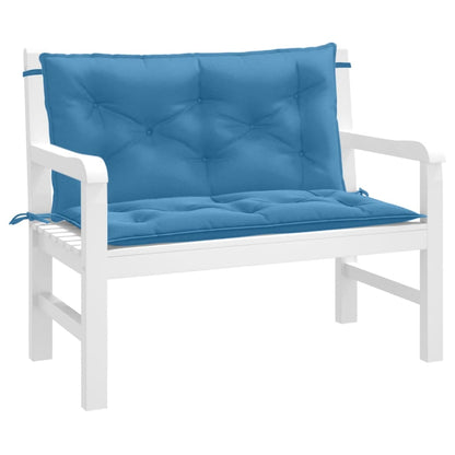 Almofadões banco jardim 2pcs 100x50x7cm mesclado tecido azul