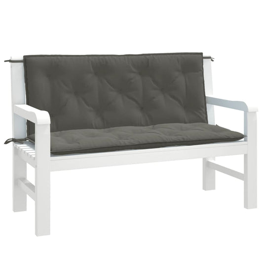 Almofadões banco jardim 2pcs 120x50x7cm mesclado cinza-escuro