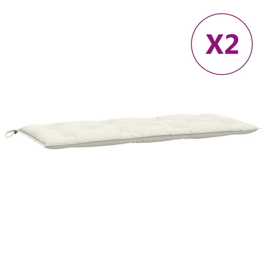 Almofadões banco jardim 2pcs 120x50x7cm mesclado creme